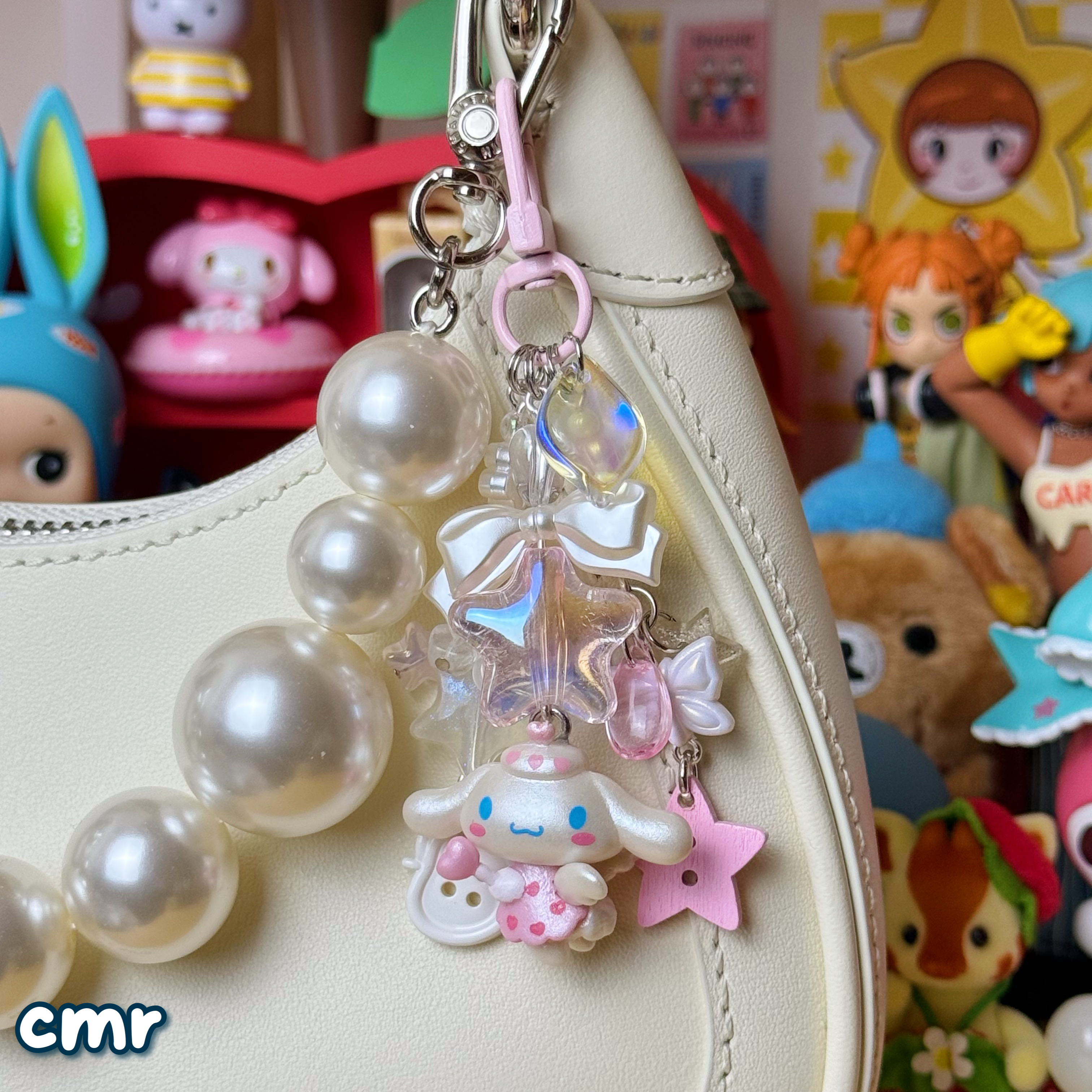 pink, clear, & white cmr keychain