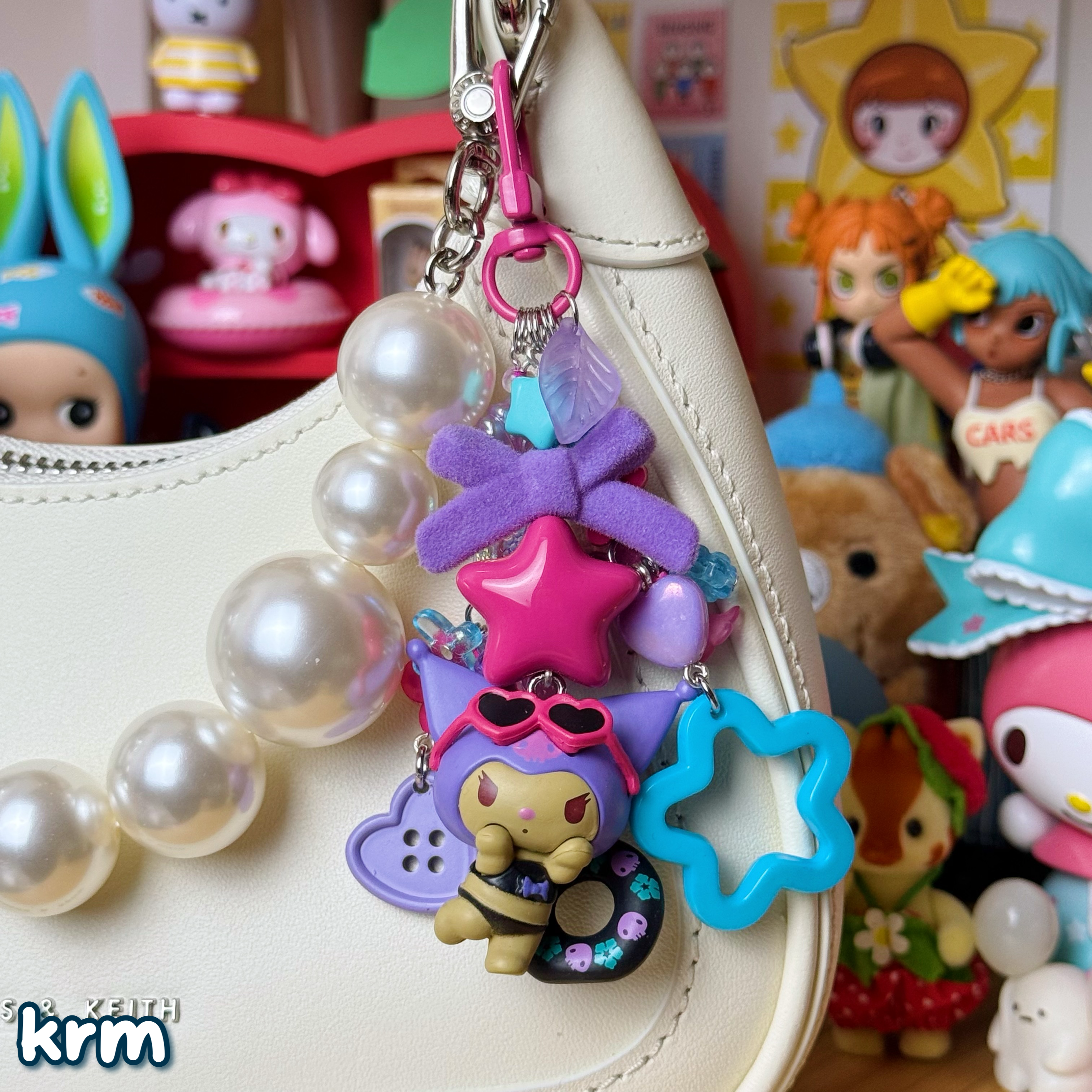 purple, hot pink, & teal krm keychain