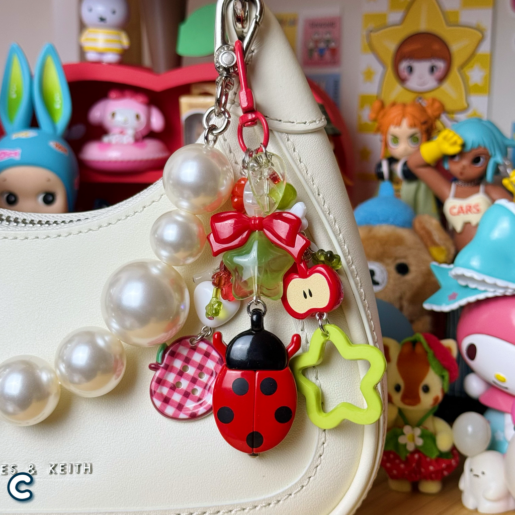 Red ladybug keychain, C