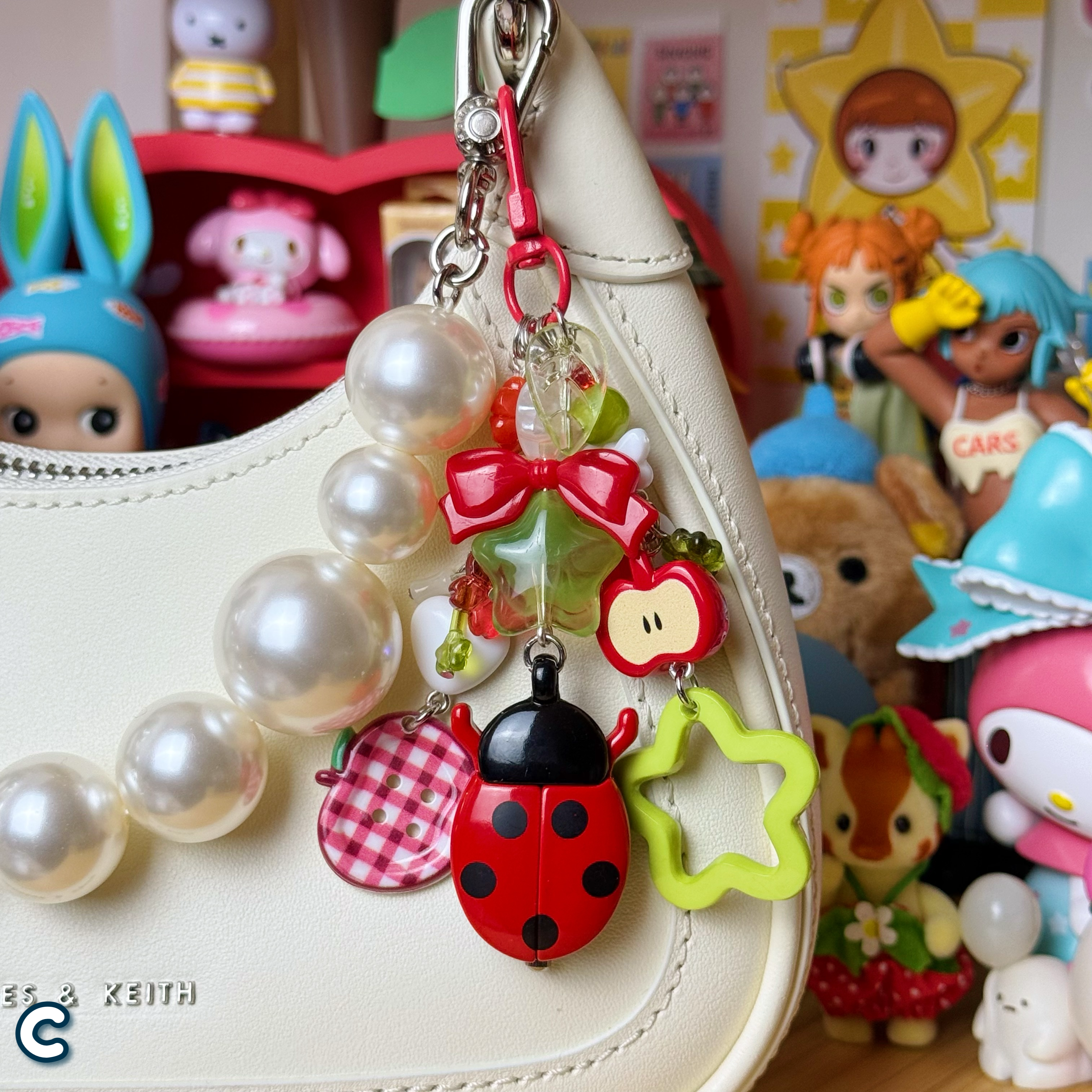Red ladybug keychain, C